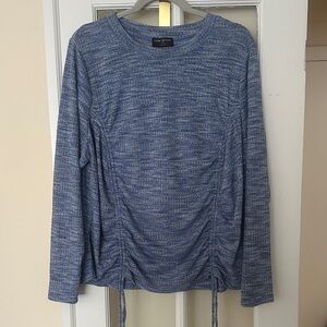 Lane Bryant Light Heather Blue Ribbed Knit Top with Round Neck